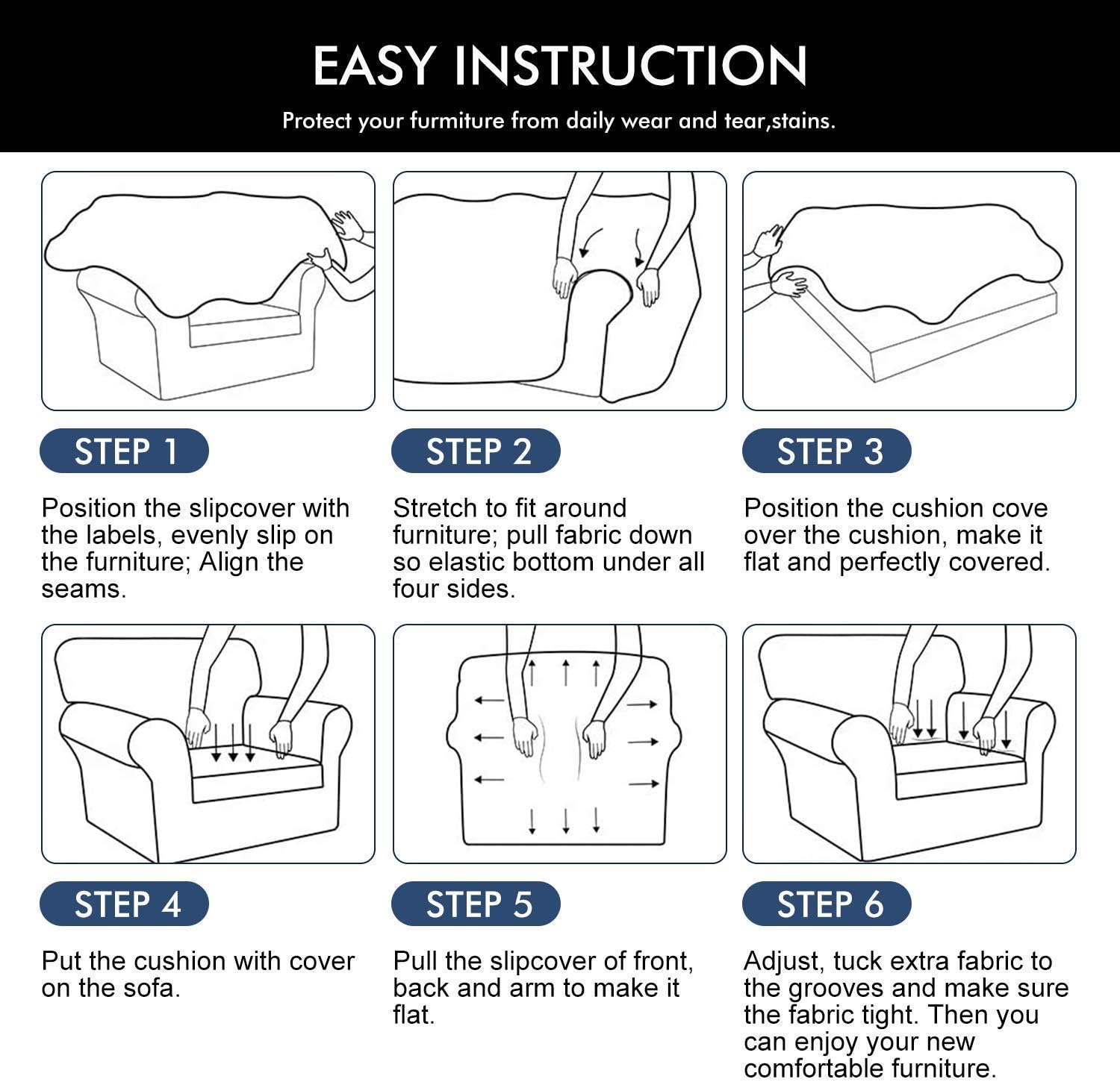 hyha Printed Stretch Sofa Covers for 3 Cushion Couch (72"-96", Vintage Flower) Bundle Loveseat Sofa Covers for 2 Cushion Couch (58"-72", Vintage Flower)