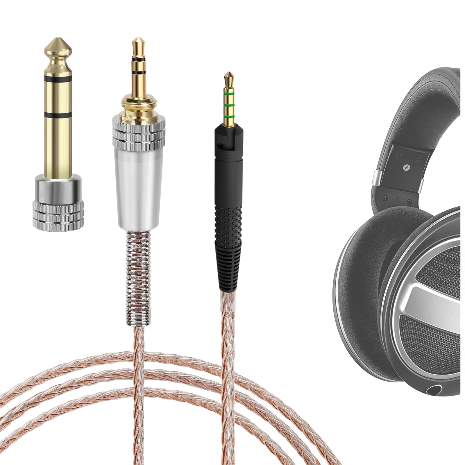 GEEKRIA Cavo audio Apollo compatibile con Sennheiser HD599, HD598, HD620S, HD550, HD505 – da 2,5 mm a 3,5 mm/6,35 mm, cavo sostitutivo Hi-Res (2,0 m)