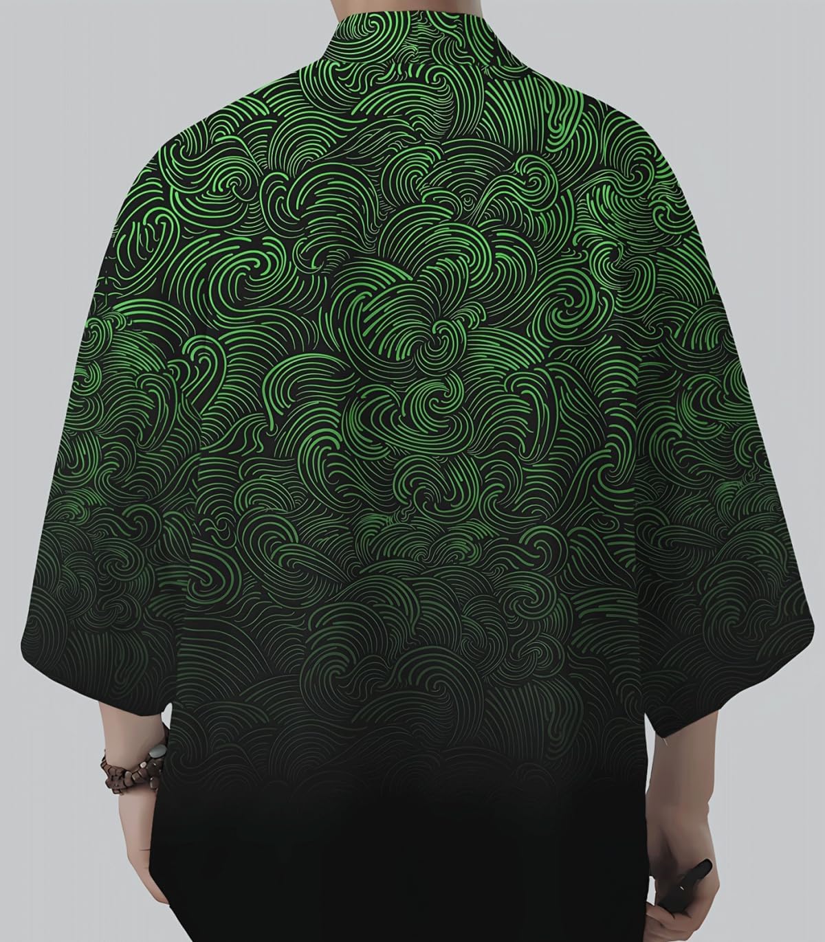 INVACHI Men's Kimono Jacket Seven Sleeve Open Front Kimono Cardigan Lightweight Patterned Japanese Shirt