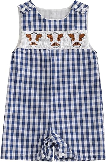 Infant Baby Boy Girl Overalls Outfit Sleeveless Farm Romper Plaid Straps Jumpsuit One Piece Playsuit Summer Clothes