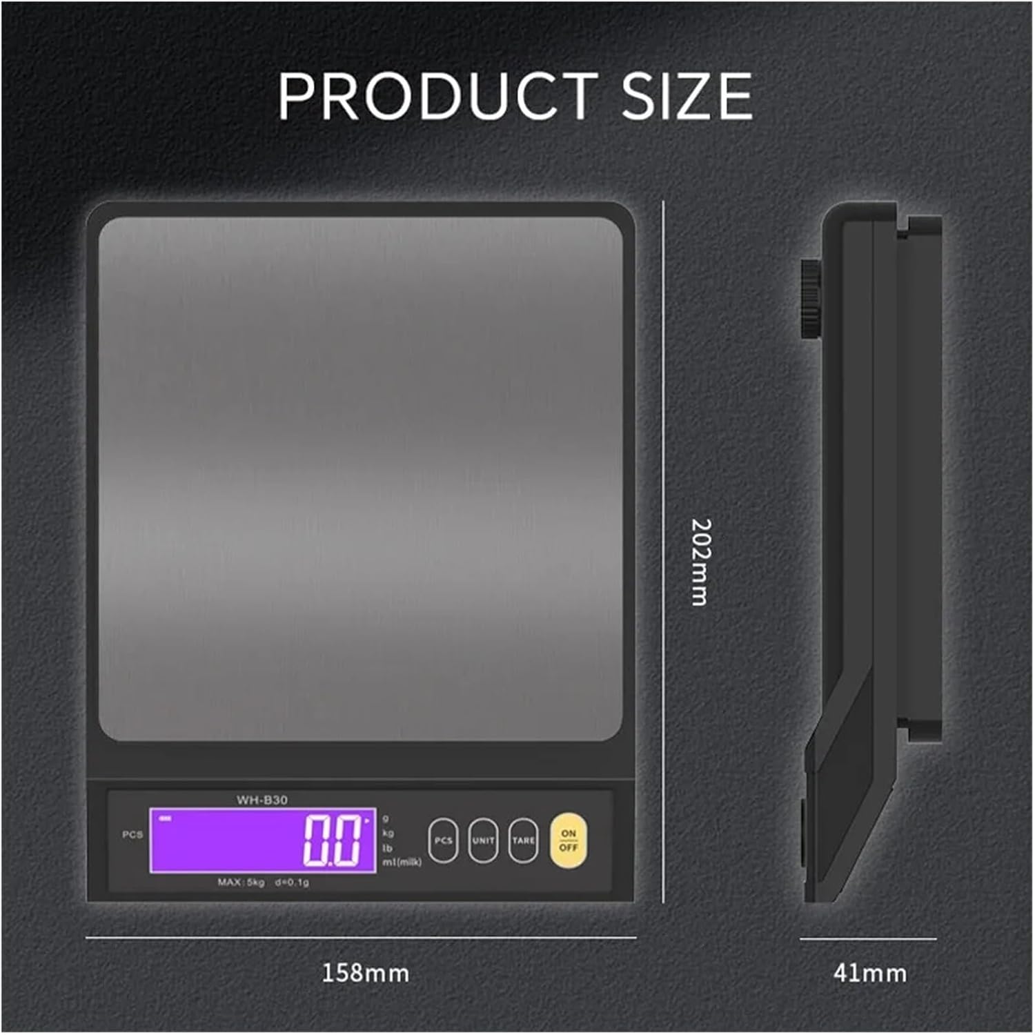 5kg/10kg Digital Kitchen Scale Household Measuring Weighing Bake Tool with LCD Display(10kg 1g)