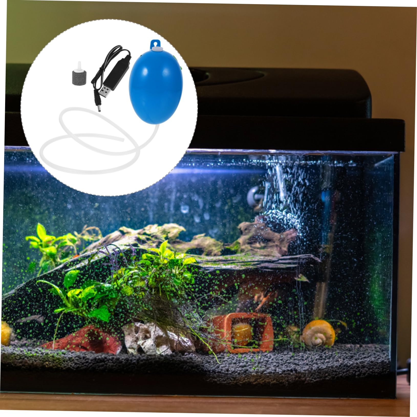 Sosoport Aquarium Sauerstoffpumpe Wiederaufladbare Fisch Luftpumpe Ballonpumpe Vakuum Autoluft Tauchwasserpumpe USB Fahrradpumpe Wasserpumpe Elektrisches Aquarium Abs Blau