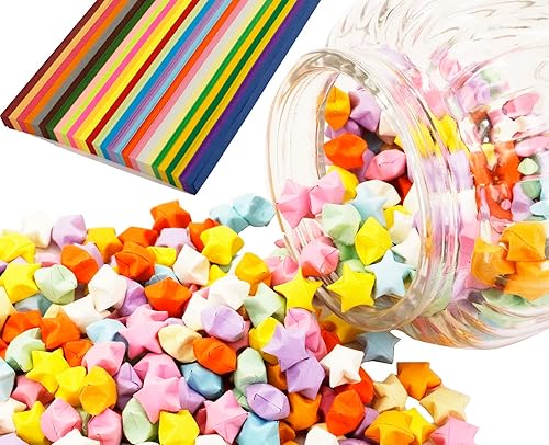 SMILESUNUS 2060 hojas de papel de estrella de 27 colores surtidos tiras de papel de estrella de doble cara
