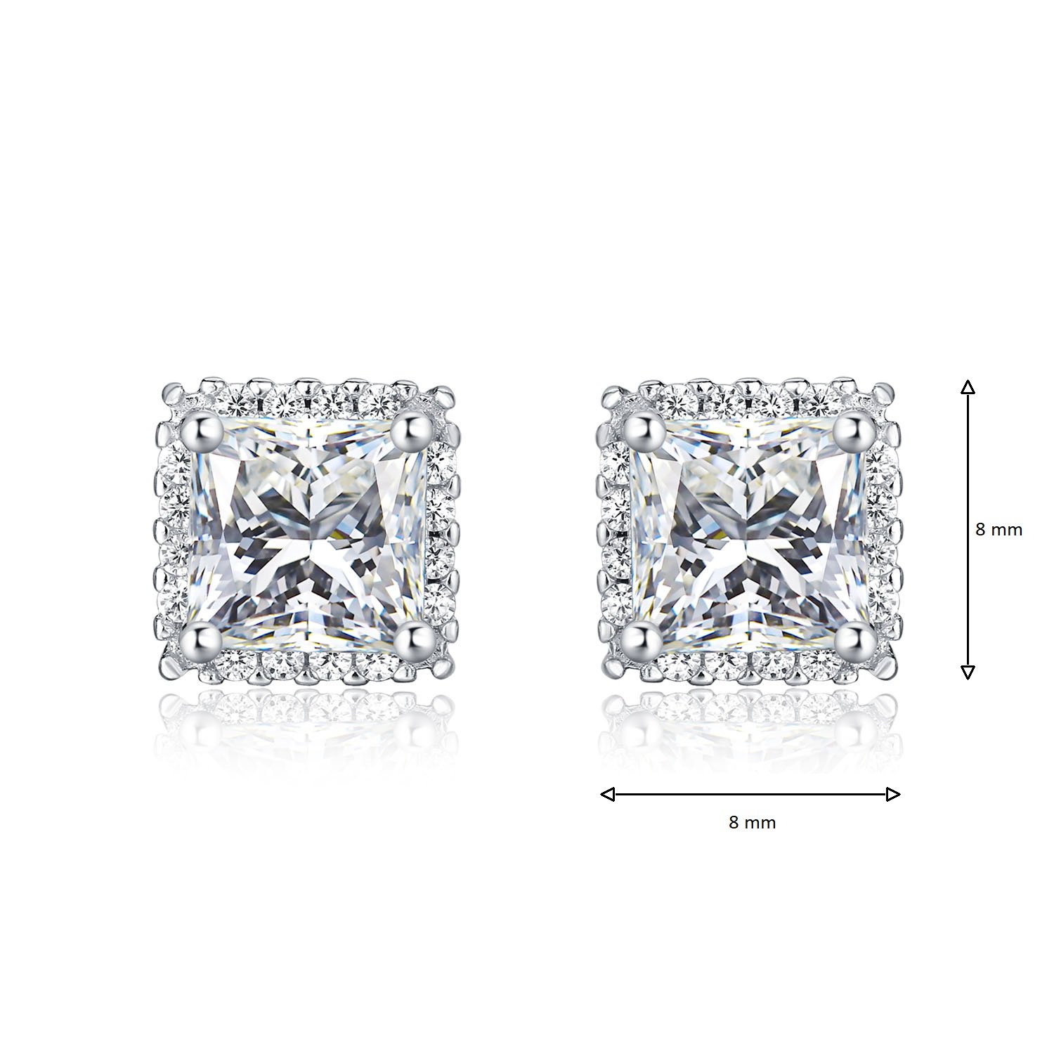 Diamond Treats Orecchini Donna in Argento Sterling 925, Orecchini Quadrati con Pietre Zirconi Bianchi, Blu, Verdi o Rossi, Orecchini in Argento 925 con una Confezione Regalo