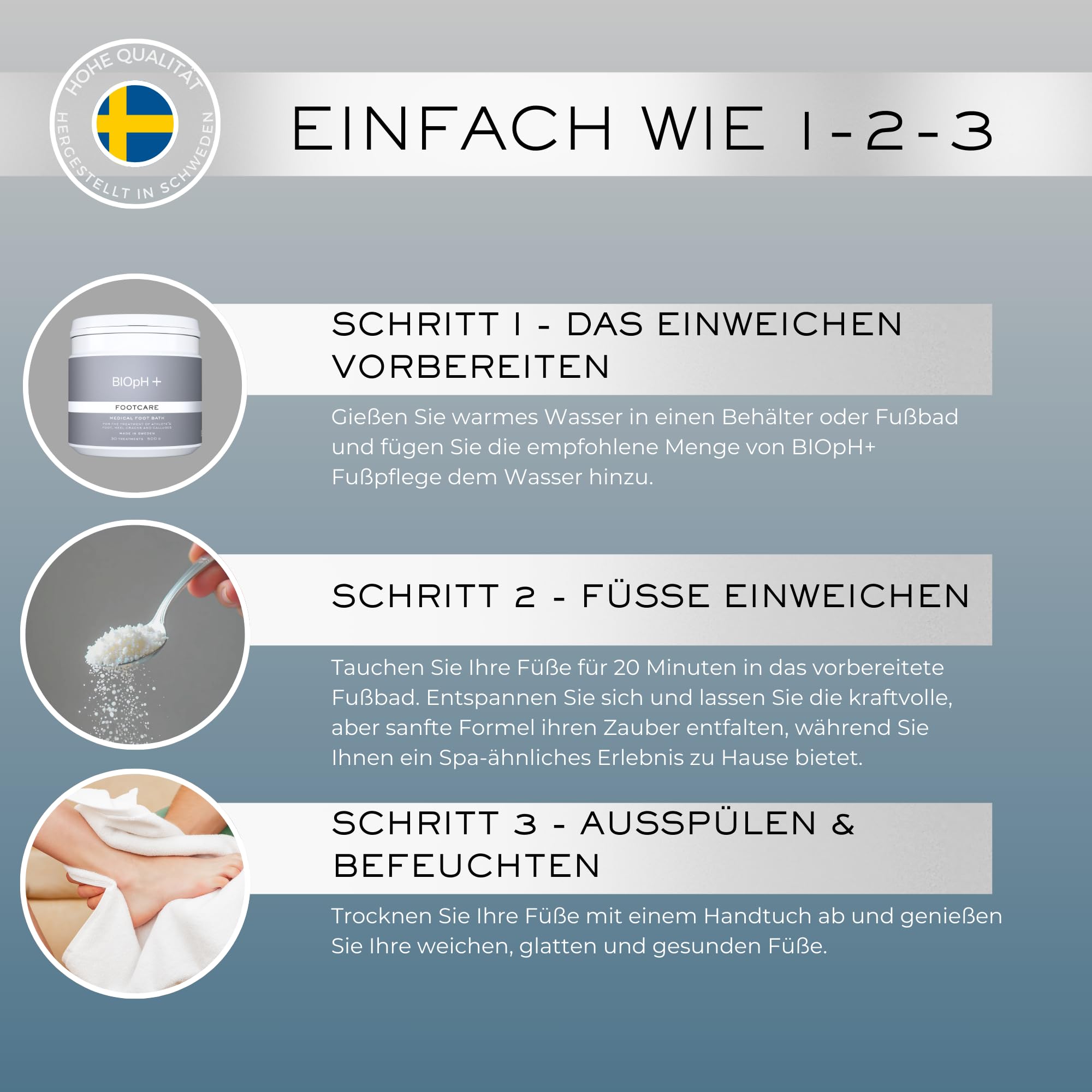 BIOpH+ Fußpflege 500 g - Antimykotisches medizinisches Fußbad für Spa & Bad - Behandlung von Fußpilz, rissigen Fersen und Hornhaut