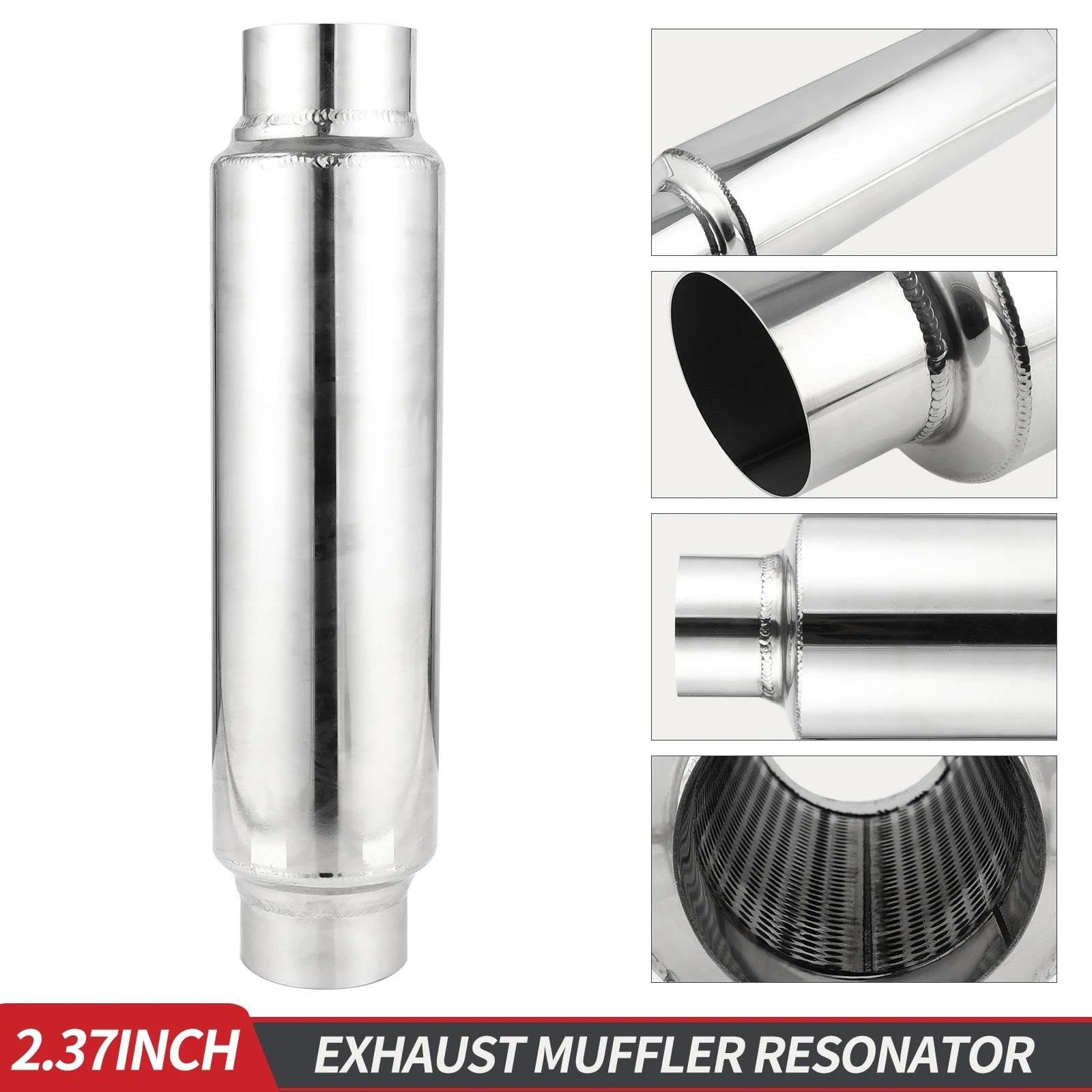 Tubo de Punta de Silenciador Silenciador De Escape Universal De Acero Inoxidable De 3 Pulgadas Resonador Tubo De Escape Para Coche 16 Pulgadas De Longitud