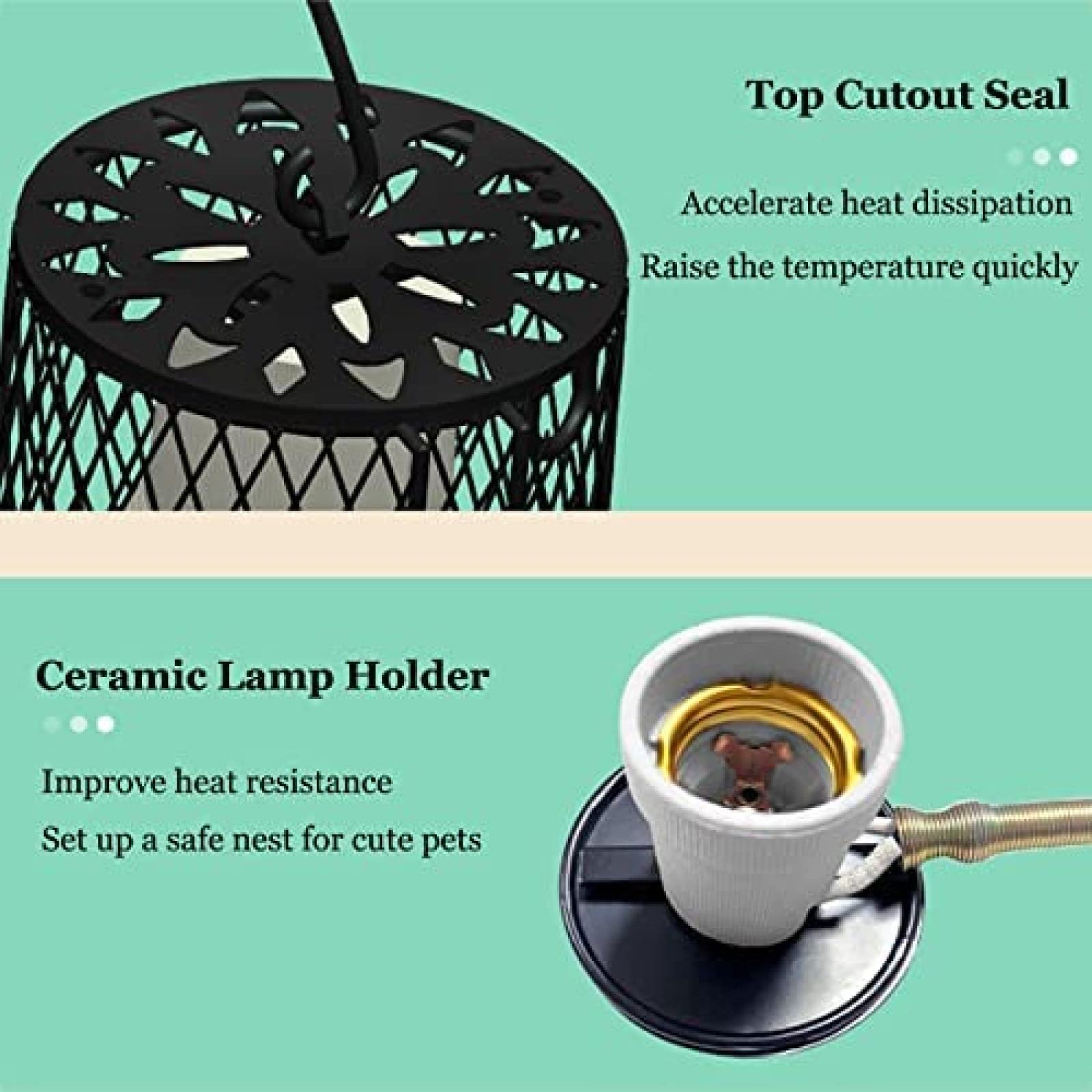 Kit de lámpara de Calor para Reptiles, lámparas calefactoras de cerámica con Pantalla de Seguridad, Bombilla de luz Diurna de 50/75/100 W, para Pollo, Loro, Gato, Perro, 75 W