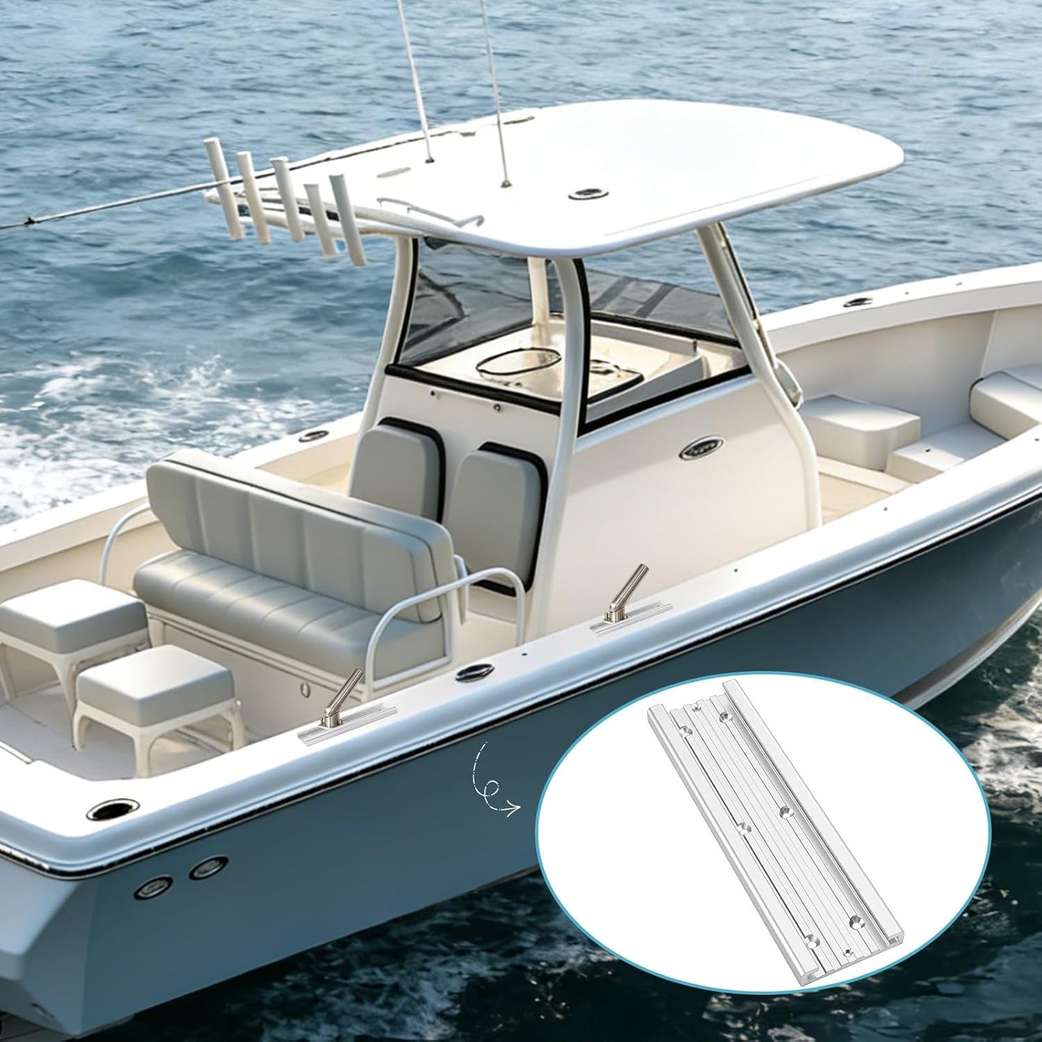 Frienda Aluminum Mounting Track System for Boat Accessories, Fishing Systems Mounting Tracks for Rod Holders, Anodized Aircraft Grade Aluminum