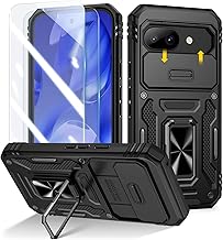 Doeshine Case for Google Pixel 9A, Mobile Phone Case with 2 Pieces Screen Protector & Camera Protection, 360° Rotate Ring Stand, Robust Drop Protection, Outdoor Military Protective Case, Google Pixel