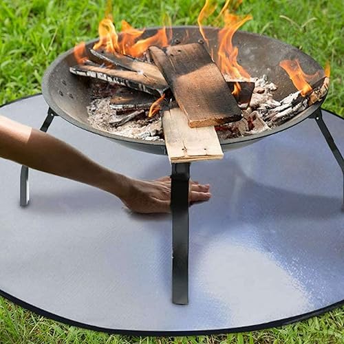 Miniatura 8 de Atyhao Fogata redonda, protector de cubierta al aire libre debajo de la parrilla ignífuga, tapete protector de suelo para fogata resistente al