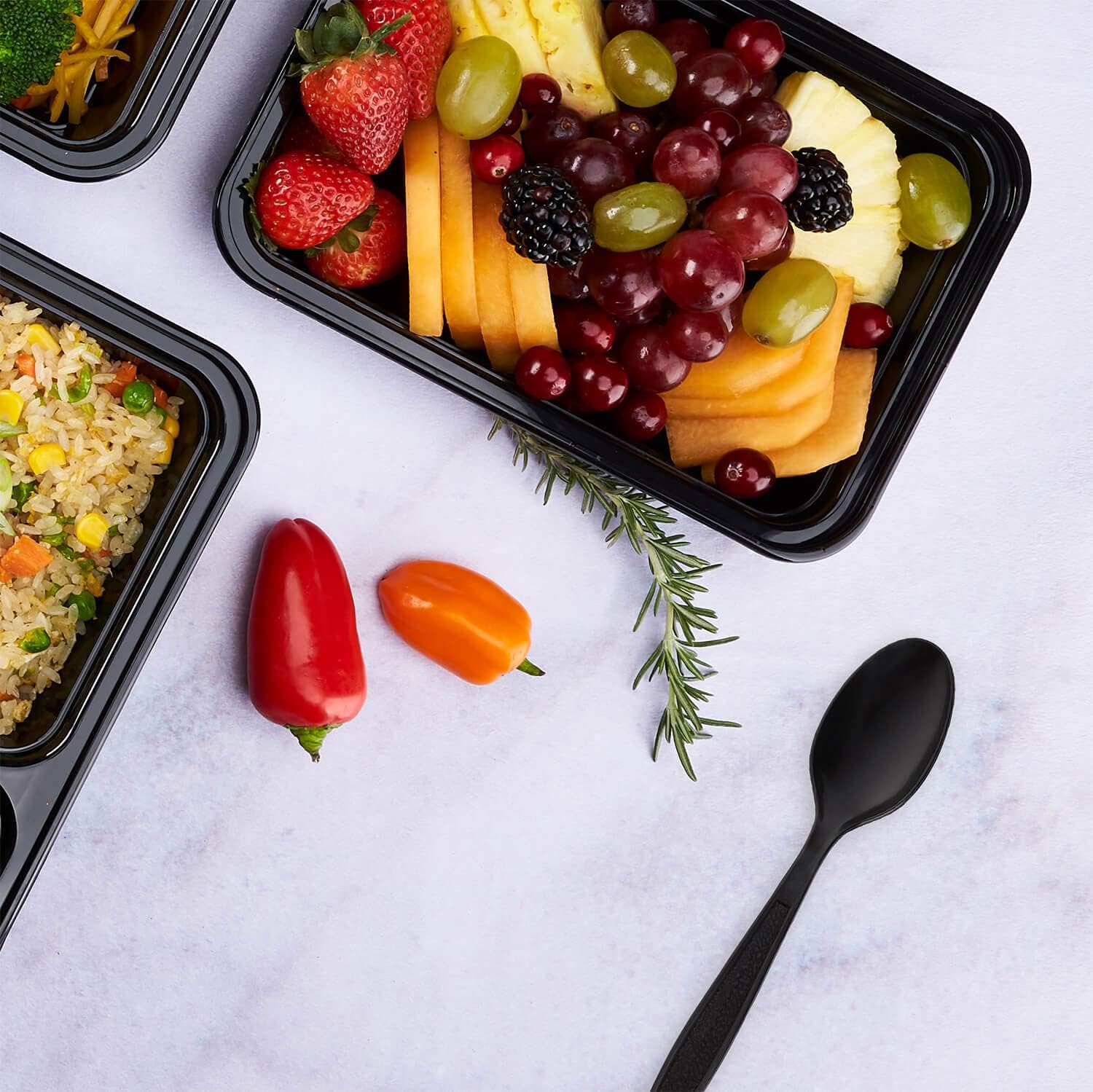 Karat [5.9" - 1,000 pcs] Black Individually Wrapped PP Plastic Heavy-Weight Disposable Tea Spoons (U3533B)