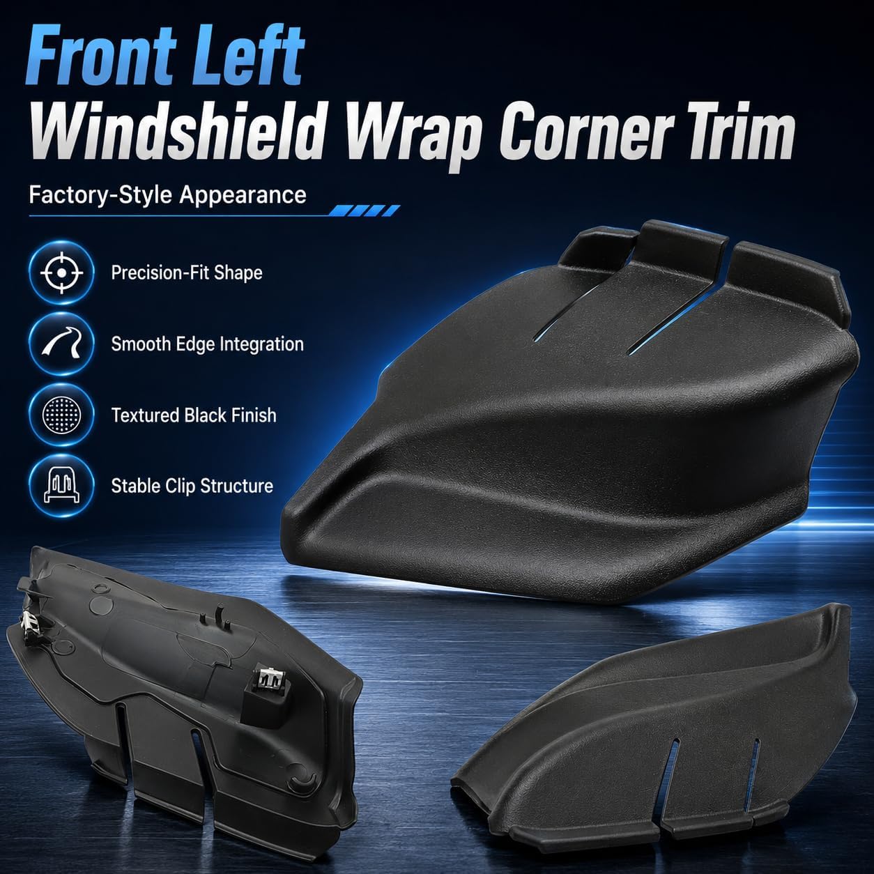 FZJDSD Left Side Front Windshield Wrap Corner Trim Wiper Cowl Side Trim 53223829 Compatible with Jeep Compass 2017-2023 Replace 5UT13RXFAB 7AA47RXFAA Engine Hood Hinge Cover