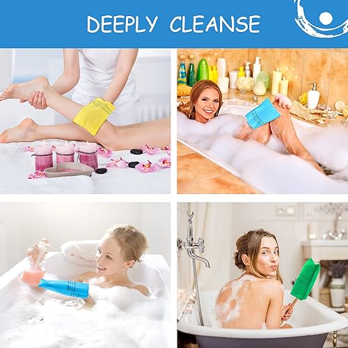 Miniatura 6 de 10 piezas de guantes exfoliantes coreanos asiáticos exfoliantes de baño exfoliante para el cuerpo, toalla italiana, guantes de tela exfoliante de