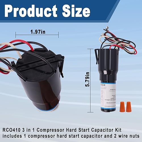 Miniatura 2 de RCO410 3 en 1 Compresor Hard Start Capacitor Kit Para Refrigeradores y Congeladores 14-13 H.P. 115VAC (3pcs)