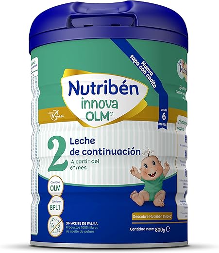 Nutribén Innova 2 - Leche de Fórmula en Polvo de Continuación | Bebé a Partir de los 6 Meses | sin Aceite de Palma | con Cacito Dosificador| Con OLM, BPL1 y DHA | 1 Bote de 800g