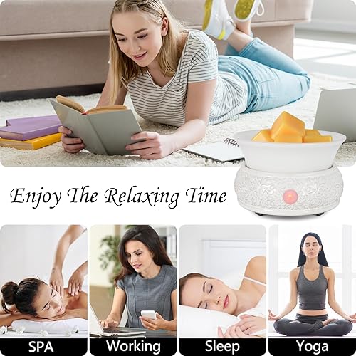 Miniatura 6 de mocosa Calentador de cera para derretimiento, calentador de cera de cerámica, calentador de cera de velas 3-1 para quemador de cera perfumada,