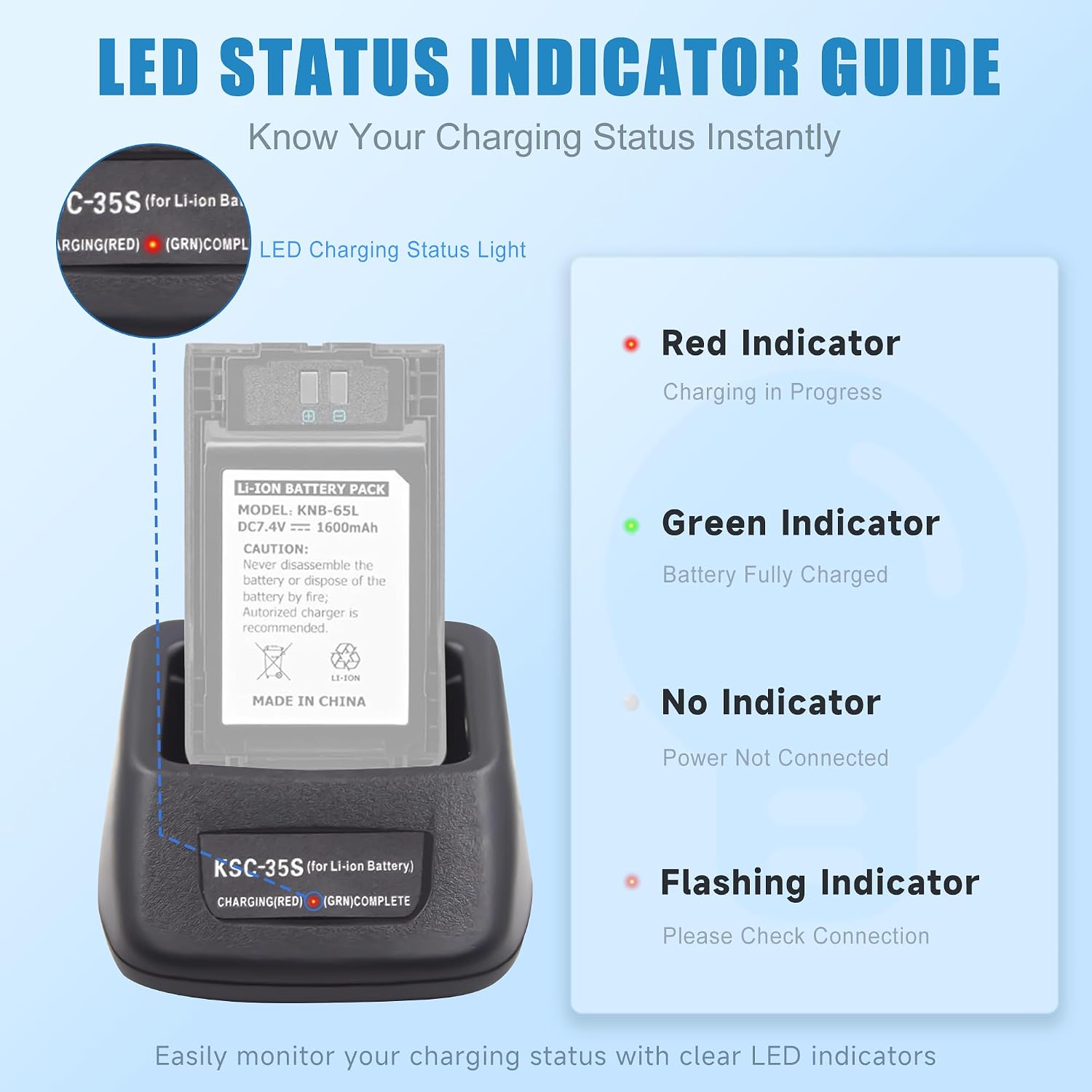 KSC-35S Rapid Charger Compatible wiith Kenwood TK-2400 TK-3400 2-Way Radio image 4