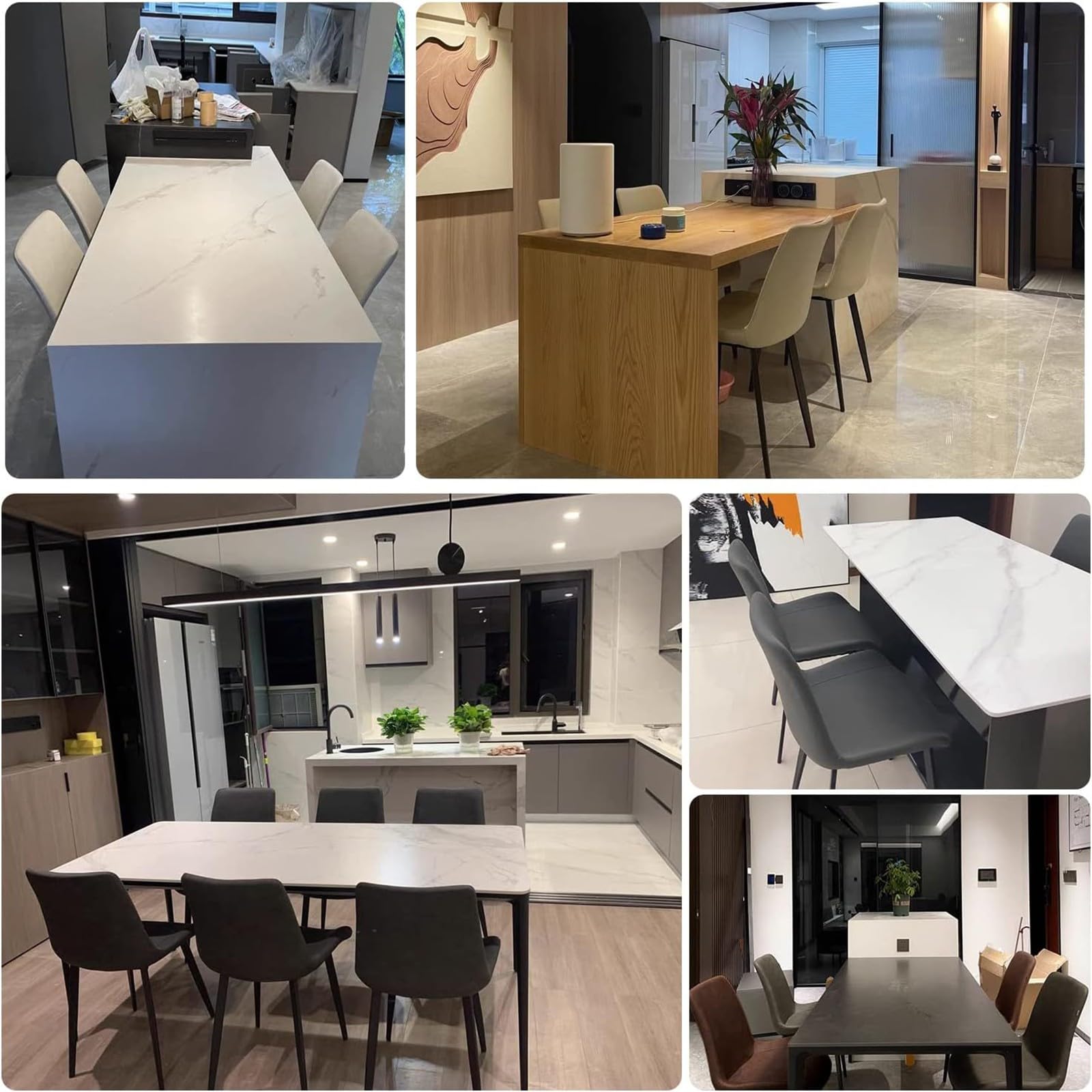 Lot de 4 chaises de salle à manger rembourrées – Dossier incurvé confortable, pieds en métal, cuir synthétique pour cuisine et salon, gris foncé