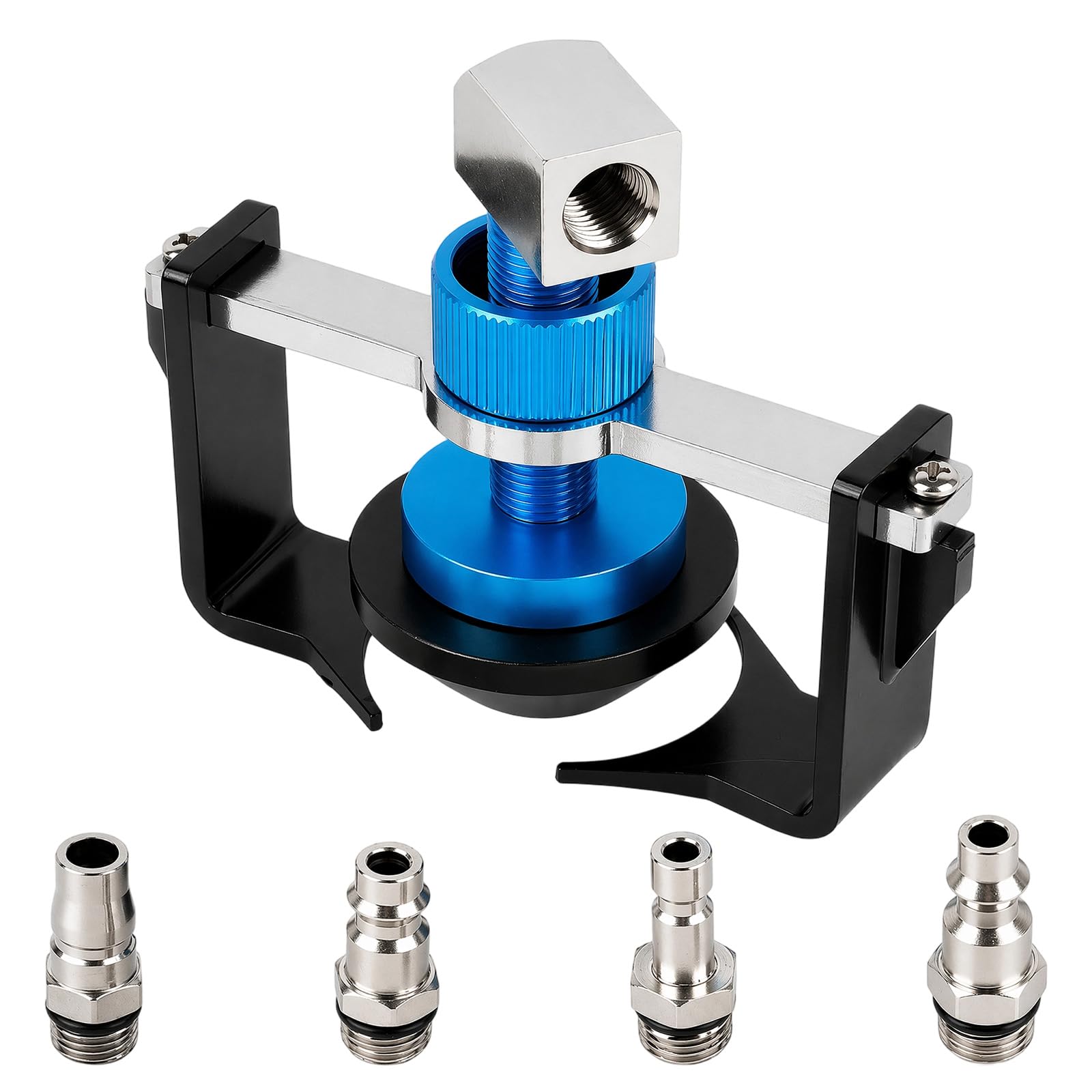 Uniwersalny pojemnik na płyn hamulcowy obracany o 360°, adapter 22-58 mm, 4 szybkozłączki EU/US/metryczne/japońskie do Buick, Cadillac, Chevrolet, Mazda, Honda, Toyota itp., pierścień uszczelniający