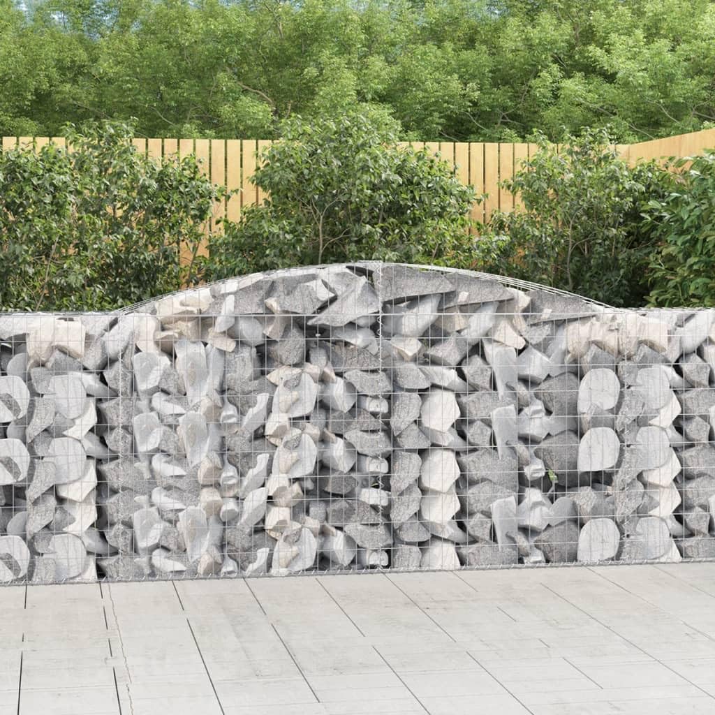 2 cestas para gaviones con arco alto, 400 x 50 x 100/120 cm, hierro galvanizado para barreras de jardín y protección de la privacidad, aislamiento acústico y decoración de alambre resistente