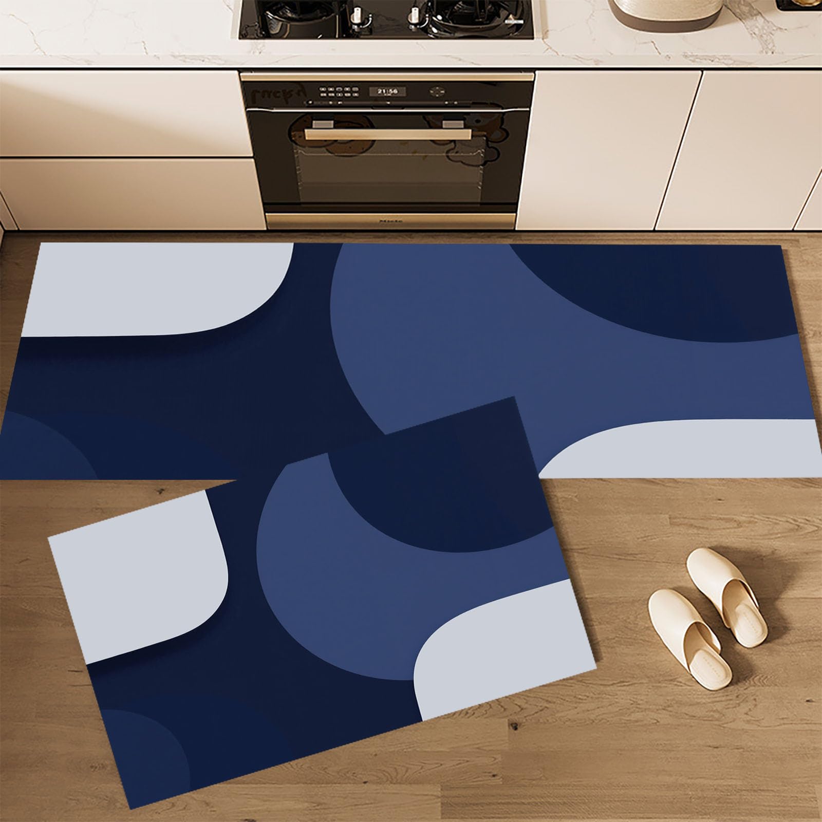 Alfombrilla de cocina lavable de 2 piezas con diseño moderno abstracto de 50x150cm