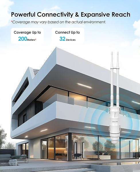 WAVLINK AC1200 Répéteur WiFi Extérieur Longue Portée PoE - Amplificateur Signal Double Bande 2.4G + 5G IP67 Étanché, Point d'Accès Outdoor avec Antennes Puissantes, Idéal Jardin Piscine Parking - 4