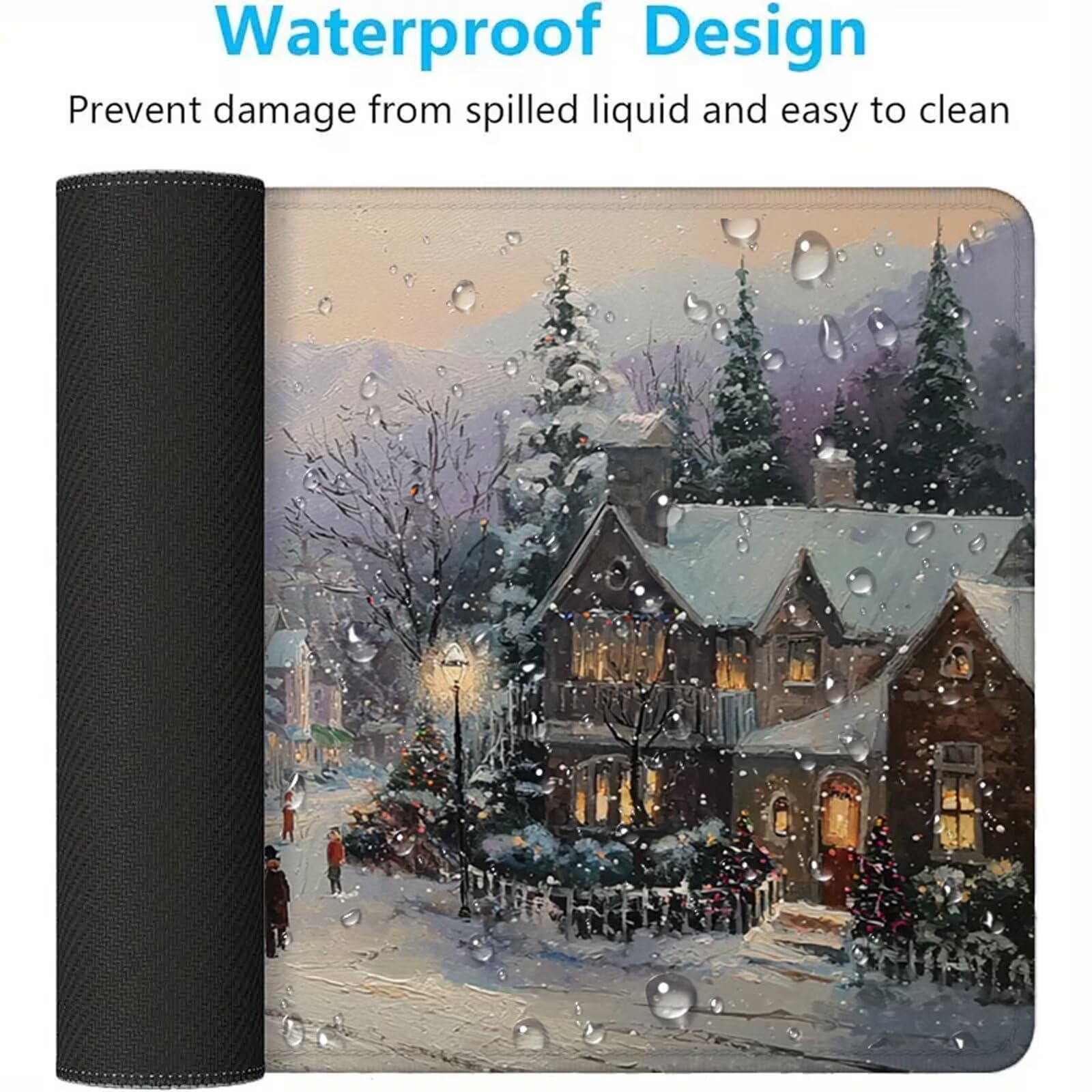 Tappetino Mouse Natale 1200x600 mm xxl Grande Inverno Tappetino Mouse Gaming Antiscivolo Sottomano Scrivania, Mouse pad Impermeabile con Bordi Cuciti Adatto a Casa, Ufficio e Sala Giochi 3Y-920
