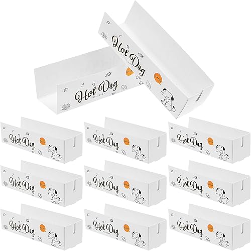 DOITOOL Bandejas para perros calientes, 100 bandejas desechables de papel para alimentos abiertos, contenedores para perros calientes, bandejas de
