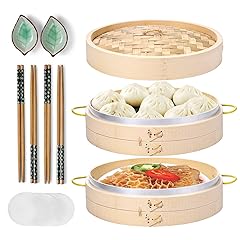 MacaRio Bamboo Steamer Basket Set