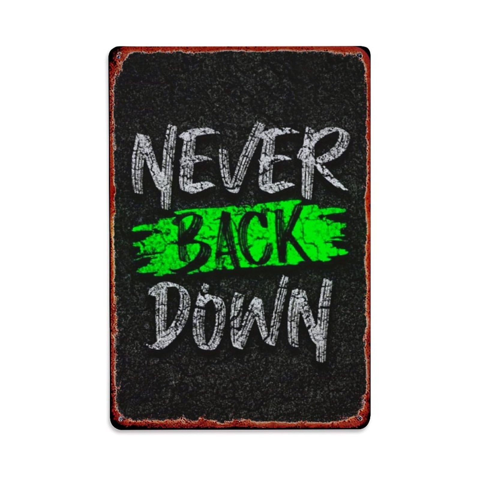 Jdfenggu Vintage Never Back Down Retro Metal Tin Sign, Decor Art Poster For Bar, Home, Man Cave, Kitchen, Laundry Room Gift 8X12inch