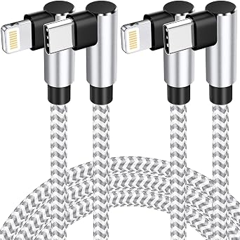 2Pack 6FT USB C to Lightning Cable Apple MFi Certified, Long iPhone Fast Charging Cord 90 Degree, Nylon Braided Type C Lightning Cable Compatible with iPhone 14/13/12/11 Pro Max Xr Xs iPad and More