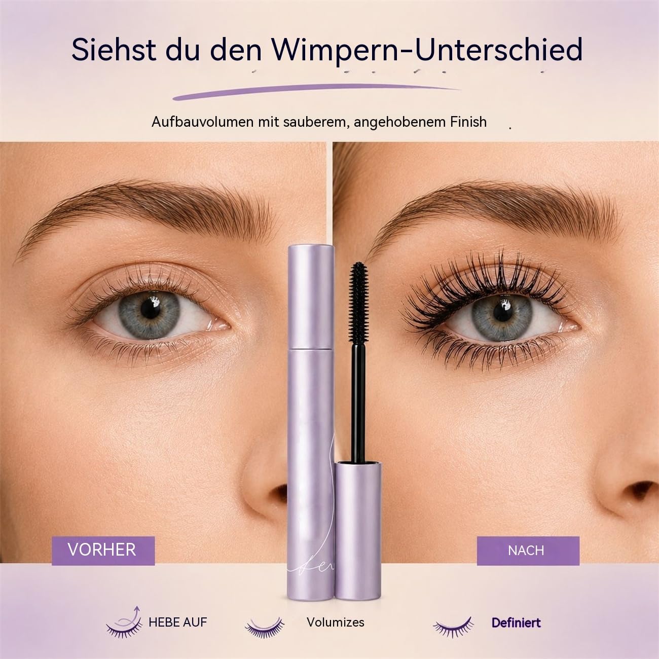 Mascara Volumen & Länge – Wimperntusche Schwarz, Glättende Textur, Kein Verklumpen, Smudge-Proof, Für Empfindliche Augen, Vegane Formel, Langanhaltend
