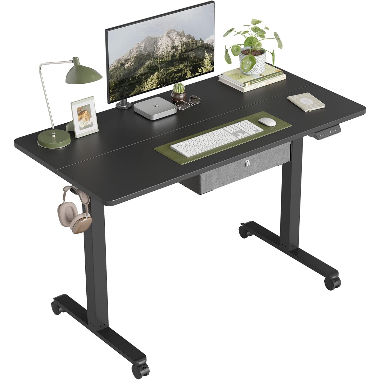 DESINO 48"x24" Standing Desk with Drawer, Electric Stand up