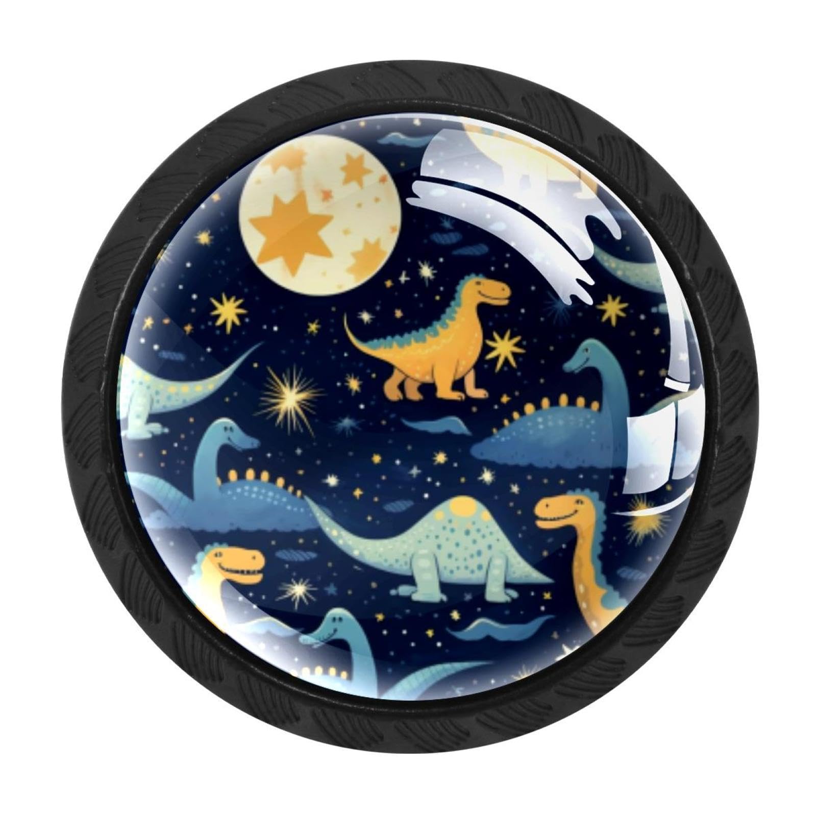 CHENZZZZ 4 Pieces Starry Dinosaur Drawer Knobs, 35mm Black Cabinet Knobs, Drawer Pulls and Knobs, Dresser Drawer Knobs, Cabinet Hardware Kitchen Cabinet Knobs