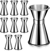 Vista 1 de Hoteam 9 piezas de acero inoxidable Jigger para bartending 1 y 1/2 oz cóctel Jigger Shot taza medidora 0.5 fl oz y 1.0 fl oz estilo japonés doble