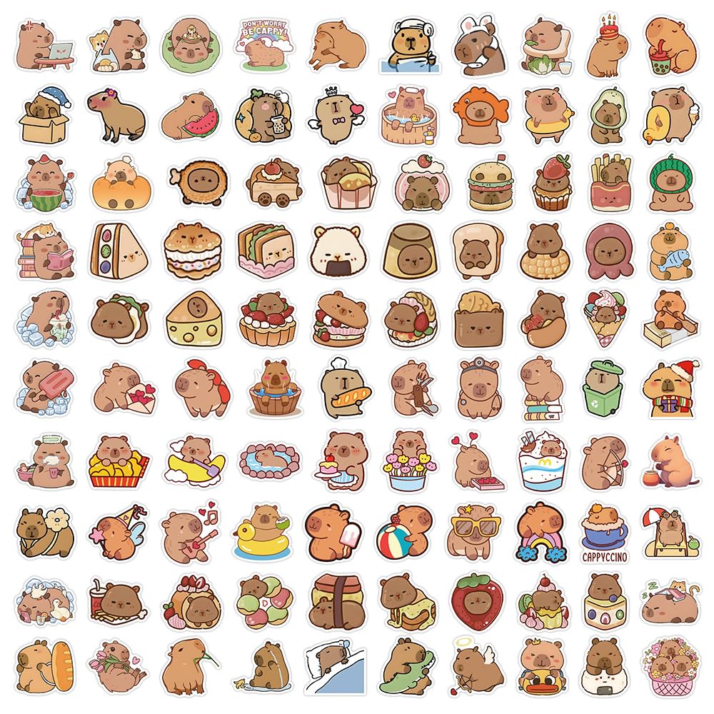 200 Pcs Capybara Stickers Laptop Car Scrapbook Phone Skateboard Suitcase Luggage Bike Capybara Vinyl Waterproof Aesthetic Personalised Stickers for Teens Boys Girls Adults - Image 2