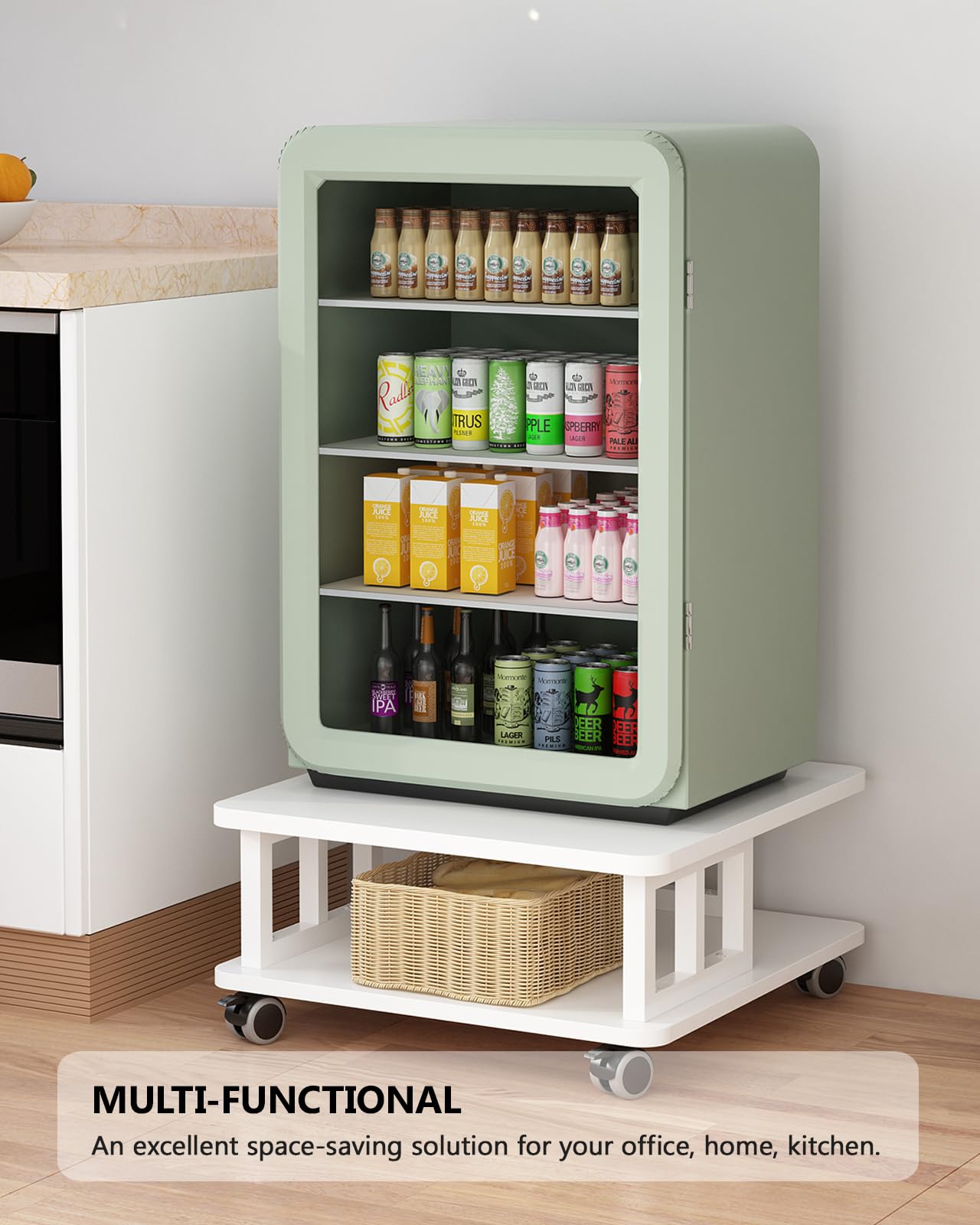 Soporte para impresora móvil, estante grande de 2 niveles para impresora láser 3D, máquina de oficina con almacenamiento, carrito de impresora de madera de 23.6 x 23.6 pulgadas, estante debajo 6