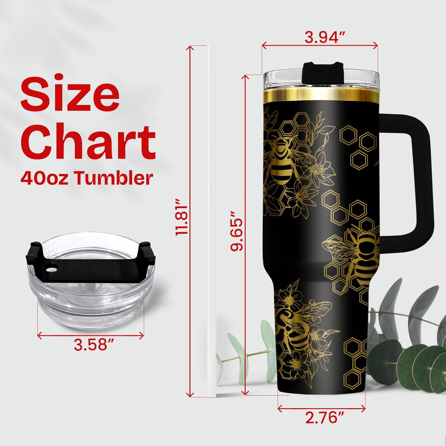 34HD Honey Bee Tumbler 40oz with Handle & Straw, Kind Words Are Like Honey Sweet to the Soul Vacuum Insulated Christian Coffee Mug, Bee Honeycomb Gifts for Birthday & Mother's Day to Him Her - Image 2