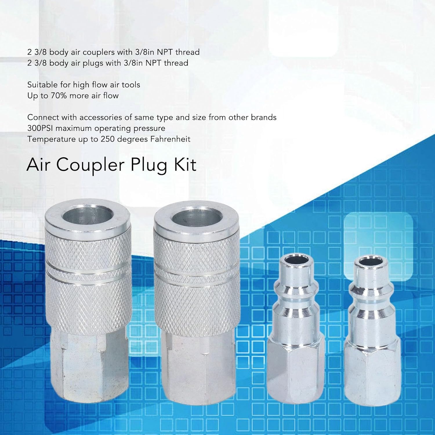 Tyenaza 3/8 Inch NPT Air Compressor Fittings Quick Connect Air Coupler Plug Kit