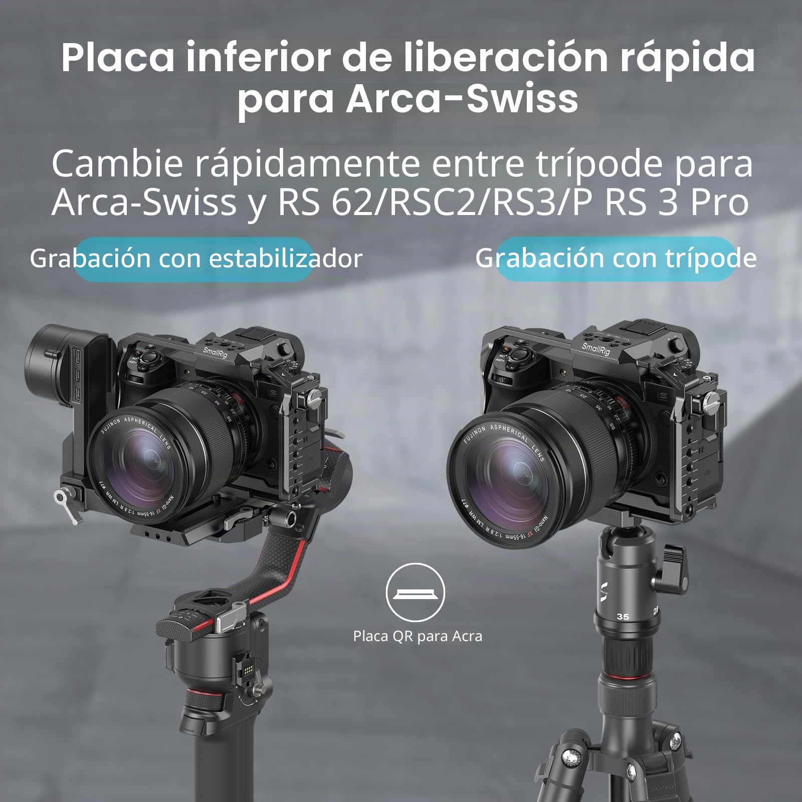 SMALLRIG X-H2 / X-H2S Camera Full Cage para FUJIFILM X-H2 / X-H2S, Equipo de Cámara para Hacer Videos de Aleación de Aluminio con Rails NATO, Placa de Liberación Rápida para Arca - 3934B