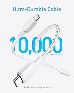 Anker Cable,4FT 2-in-1 USB C to USB C Cable 140W Max,Fast Charging for iPhone 17/17 Pro Max/16 Series,MacBook Air/Pro,and More(Braided,White)