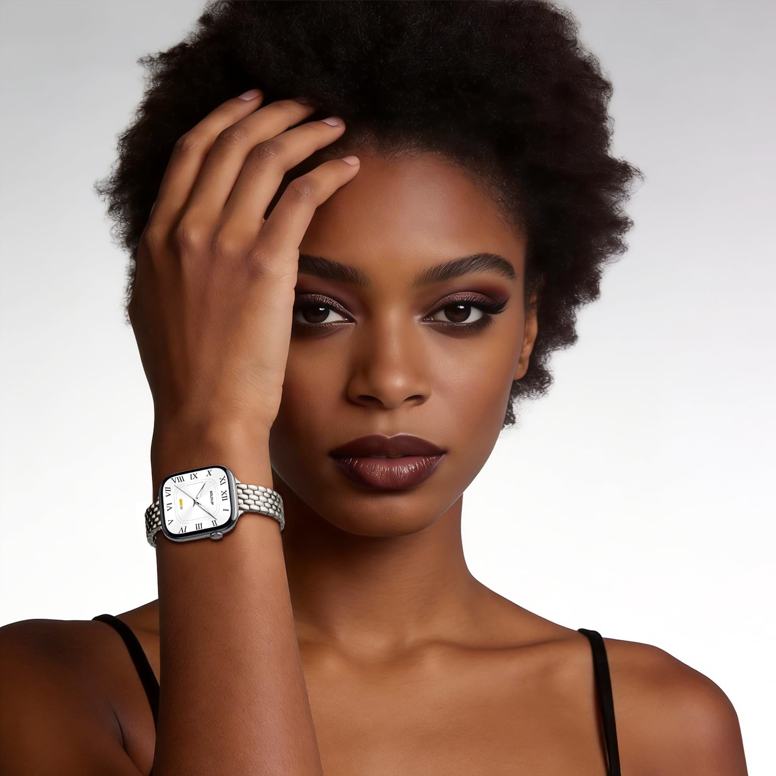 SOLOLUP Bracelet de montre en métal à cinq maillons pour Apple Watch Series 11 10 9 8 7 6 5 4 3 SE 3/2/1 pour homme et femme, modèle professionnel, bracelet en acier inoxydable pour iWatch 40 41 38 42