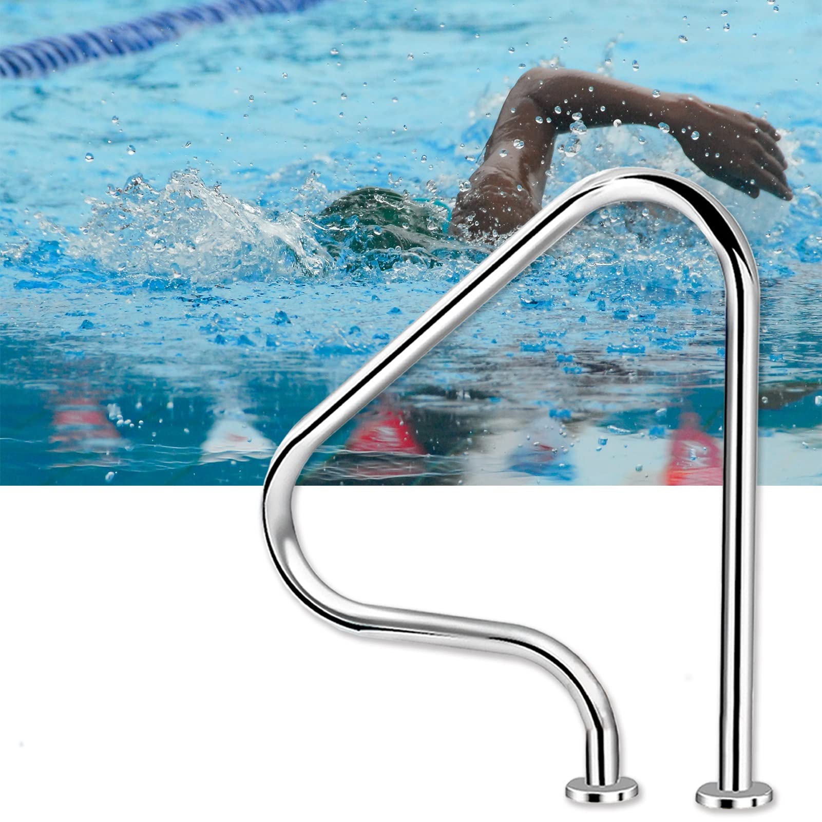 KLZUOPT Rambarde de sécurité pour Piscine, rambarde de Spa en Acier Inoxydable 304, Rampe d'escalier de 79 cm (31 Pouces) adaptée aux piscines intérieures et extérieures