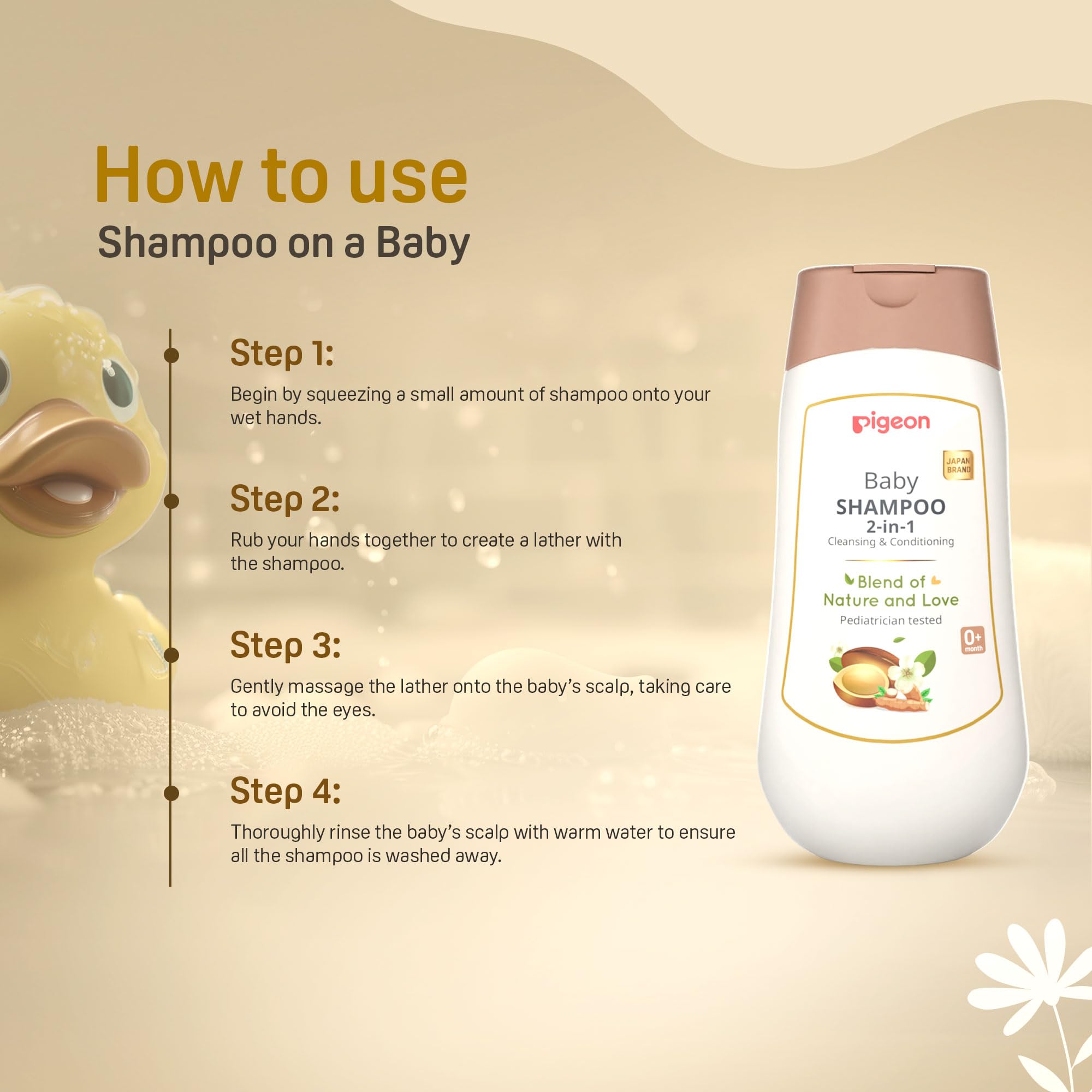Pigeon 2-in-1 Baby Shampoo For Cleansing & Conditioning, Enriched With Avocado Oil & Marshmallow Extract, Parabens Frew, SLS & SLES Free - 200 ml 1