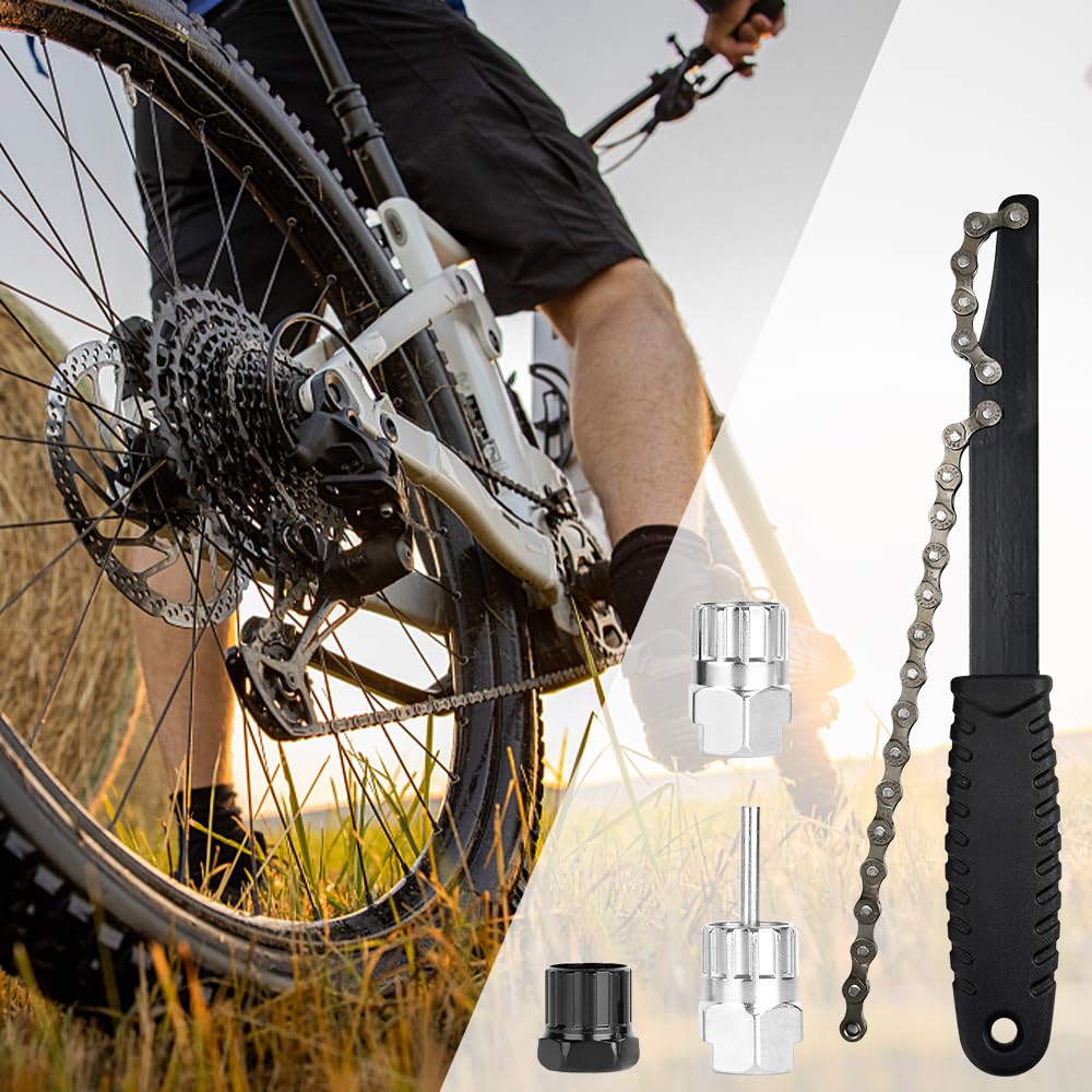 HEKOBAG 4 Pezzi Attrezzo per Smontare Pacco Pignoni, 1 Chiave Pacco Pignoni, 3 Estrattore Ruota Libera, Chiave per Pignone Bicicletta Attrezzi per Chiave per Pignone Bicicletta per Riparazione Bici