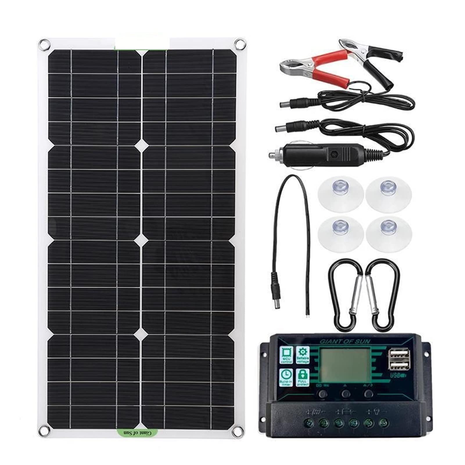 Panel Solar, Kit de panel solar de 250W completo Dual 12/ 5V DC USB Con 6 0a/100a Controlador solar células solares for yates de automóvil RV Cargador de batería(With 60A Controller)