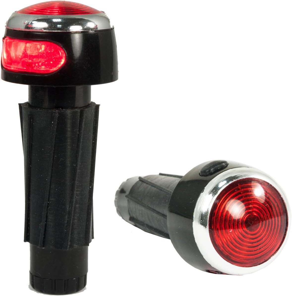 Ecolle LED Light Bar End Caps L 2 Modes: Flashing + Continuous Light Handlebar End Plugs L Paint Red with 2x AAA Batteries