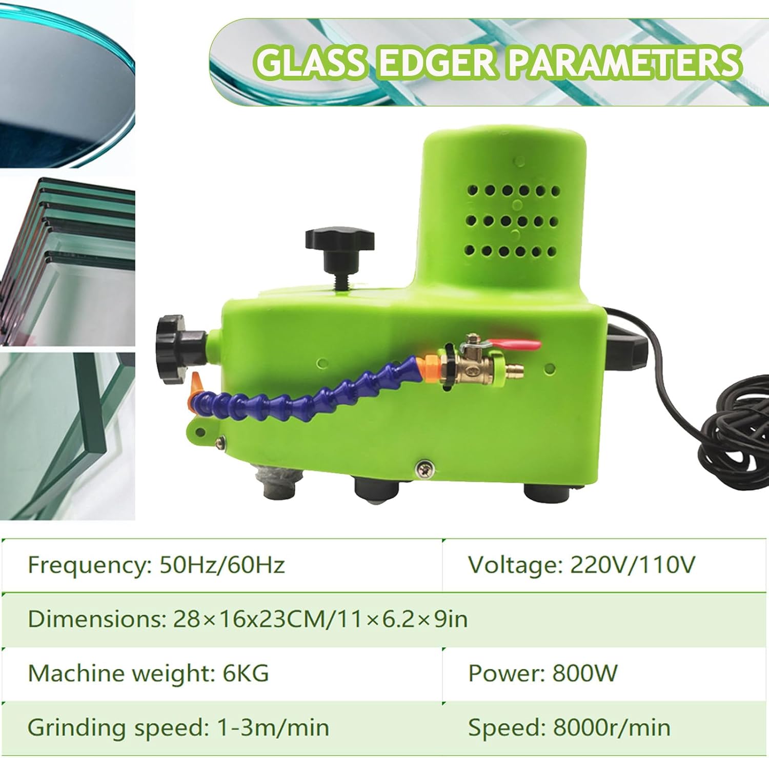 Small Glass Edging Machine 800W Electric Portable Glass Edger Straight Round Bevel Edge Trimmer Grinder DIY Glass Corner Grinding Edging Machine Glass Polish Grinding Machine for Glass Stone