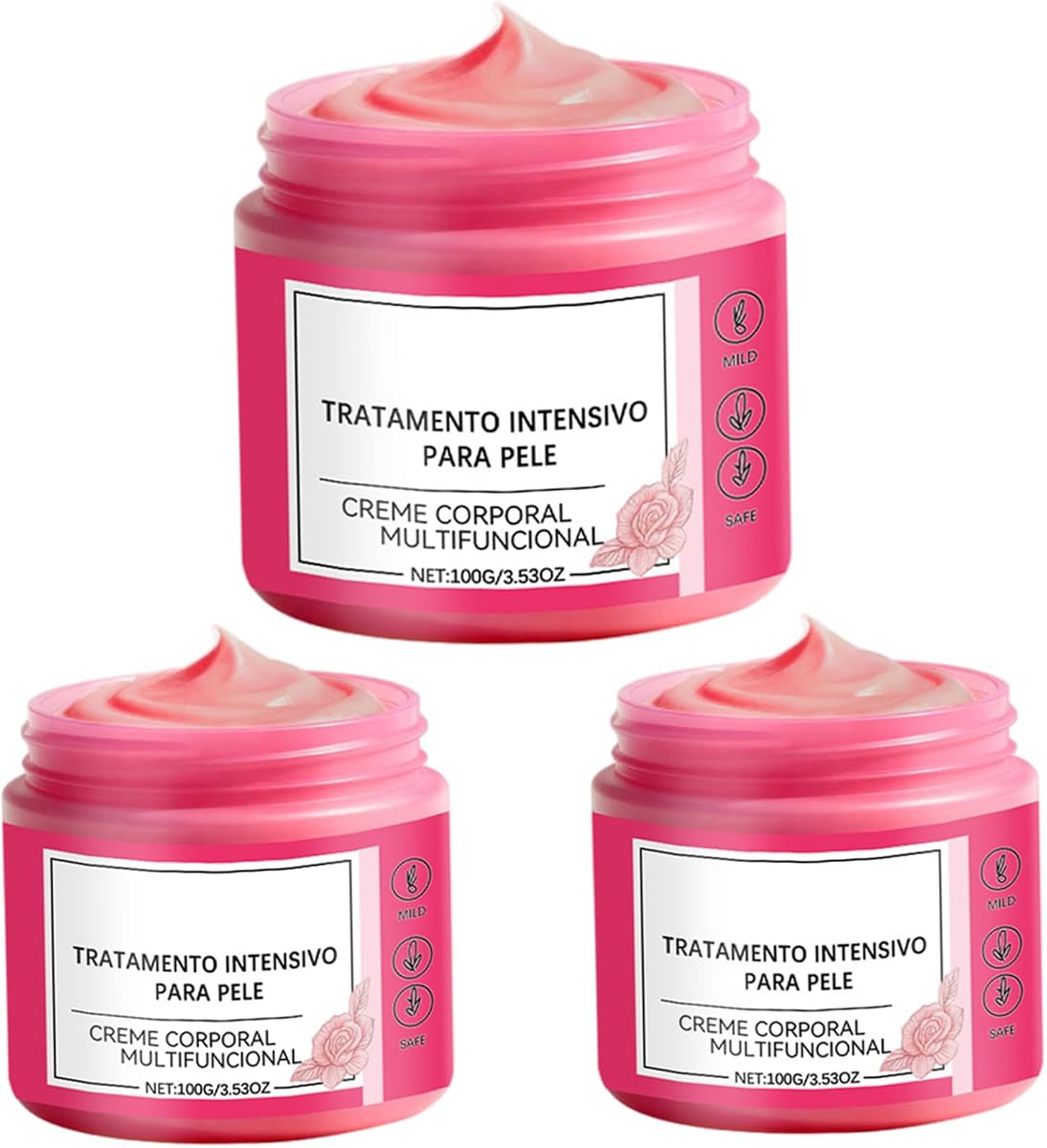Pregnancy Stretch Mark Cream - Belly Butter for Pregnancy Improve Skin's Appearance 100g Rose Scented Moisturizer for Daily Skin Care, 3Pcs, Stretch Mark Cream