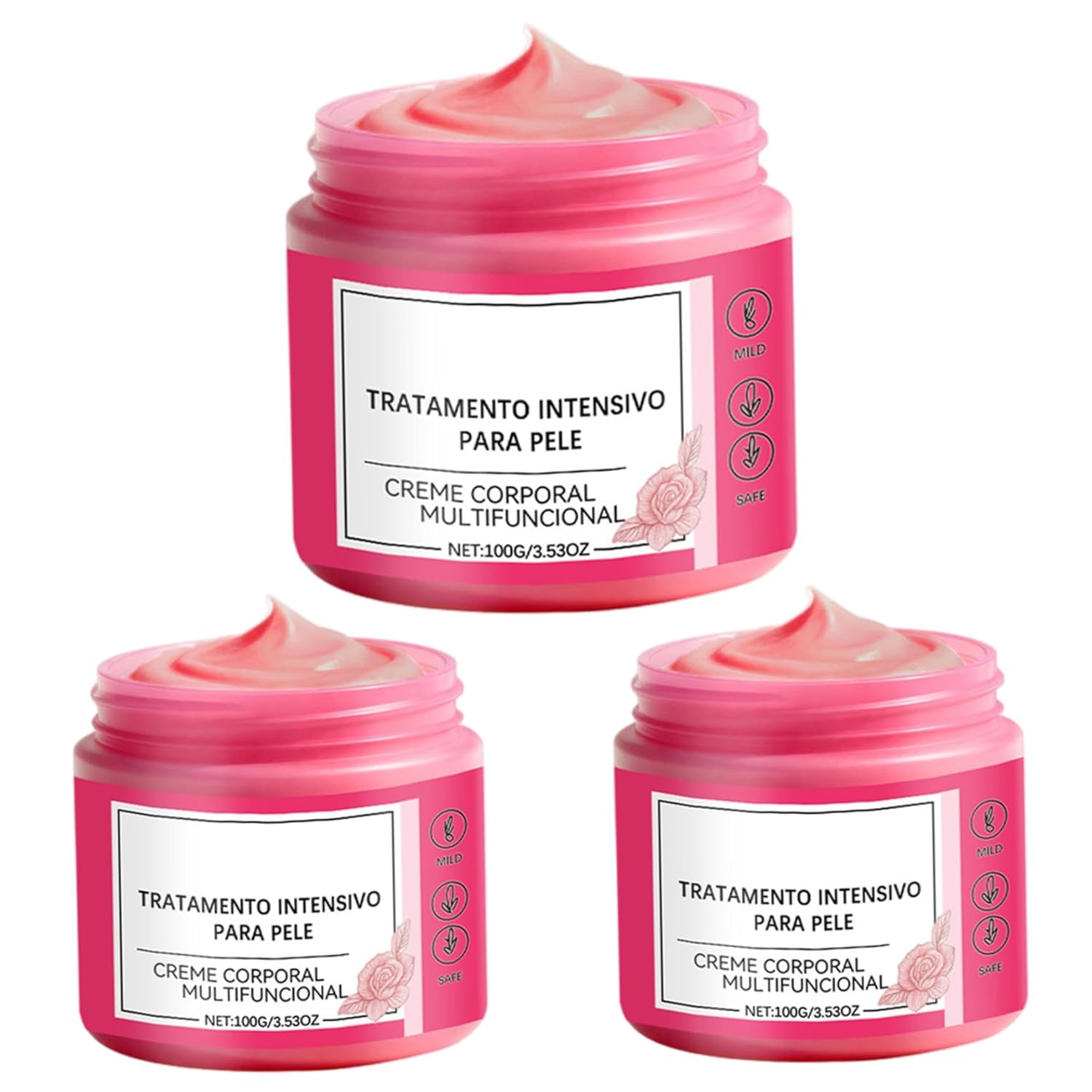 Pregnancy Stretch Mark Cream - Belly Butter for Pregnancy Improve Skin's Appearance 100g Rose Scented Moisturizer for Daily Skin Care, 3Pcs, Stretch Mark Cream